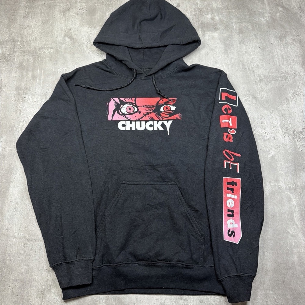 Chucky Hoodie Lets Be Friends Adult S Black Halloween Horror Double Sided